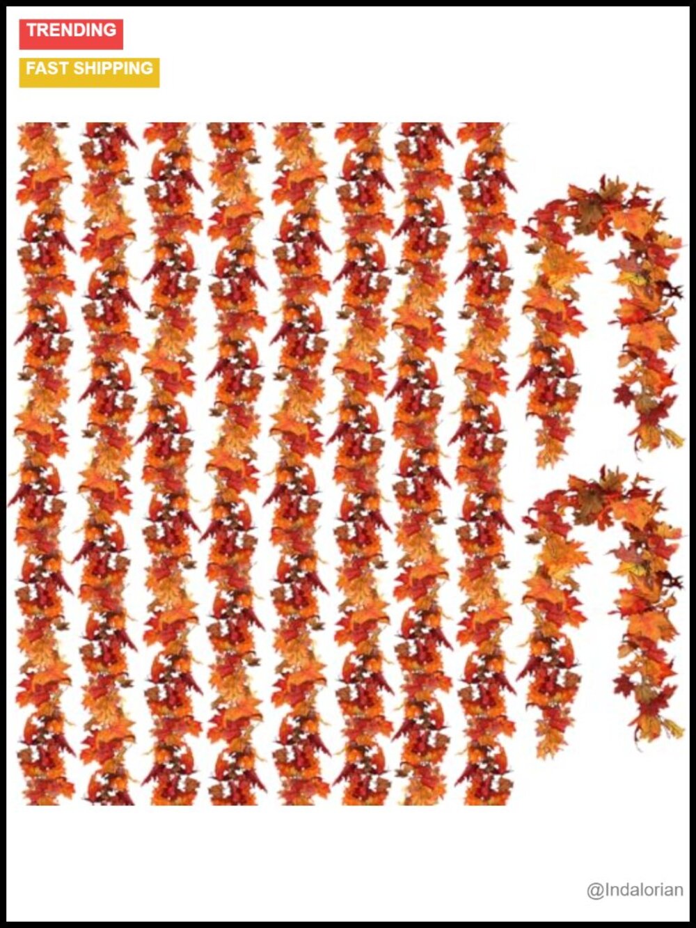 10 Pack Fall Maple Leaf Garland 59ft Silk Cloth Artificial Hanging Vines